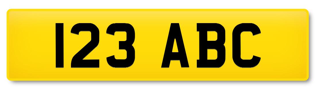 Dateless registration plate 123 ABC