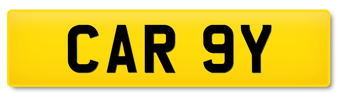 Suffix registration plate CAR 9Y