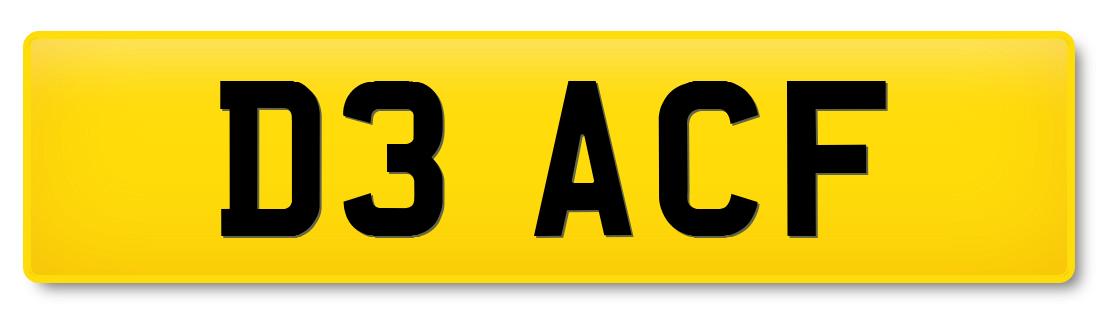 Prefix registration plate D3 ACF