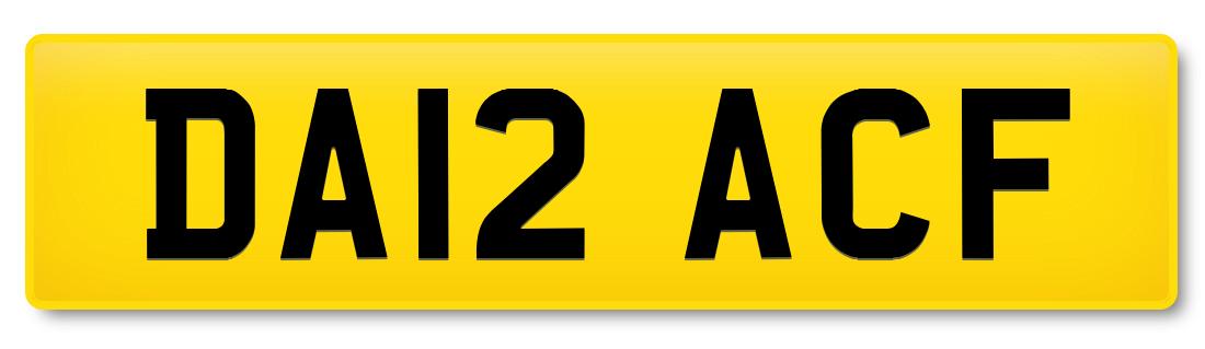 Prefix registration plate DA12 ACF