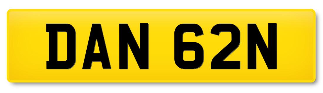 Suffix registration plate DAN 62N