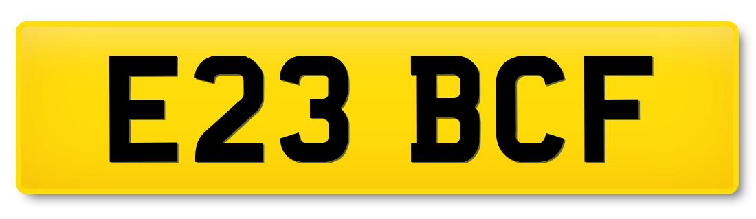 Prefix registration plate E23 BCF