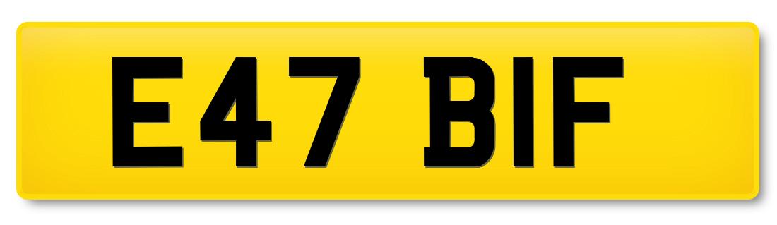 Prefix registration plate E47 BIF