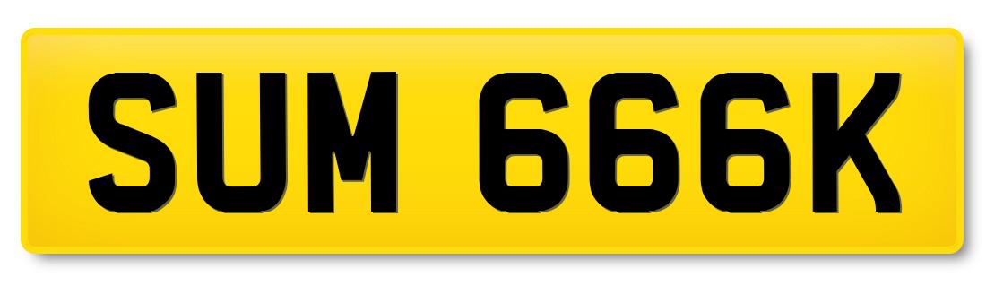 Suffix registration plate SUM 666K