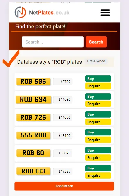 NetPlates Dateless Plates search results